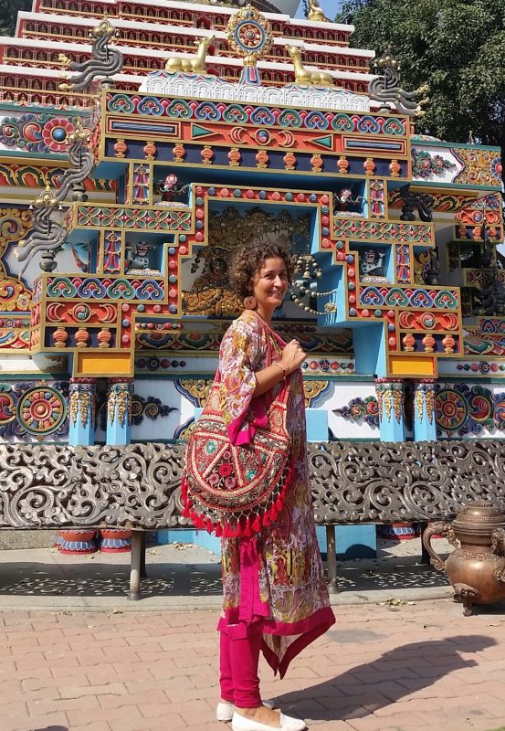 Dans le jardin du monastère Kopan (Boudhanath)