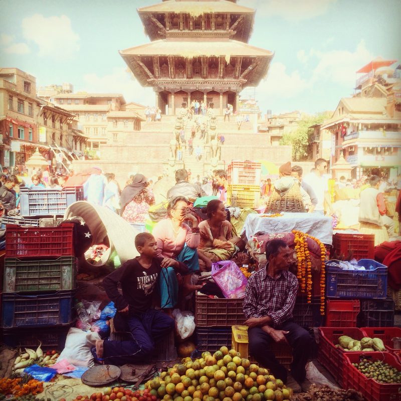 Animation sur Durbar Square pendant le Festival Tihar, Bhaktapur
